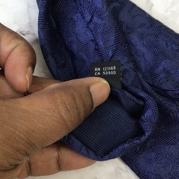 Michael Kors silk skinny navy blue Necktie in Baroque style, Repp Silk - Picture 6 of 6